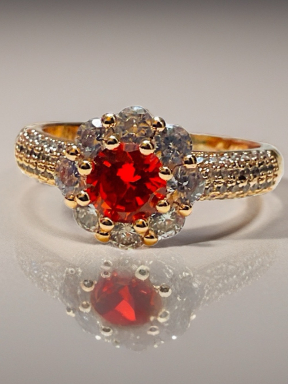 Halo Ring with Red Center